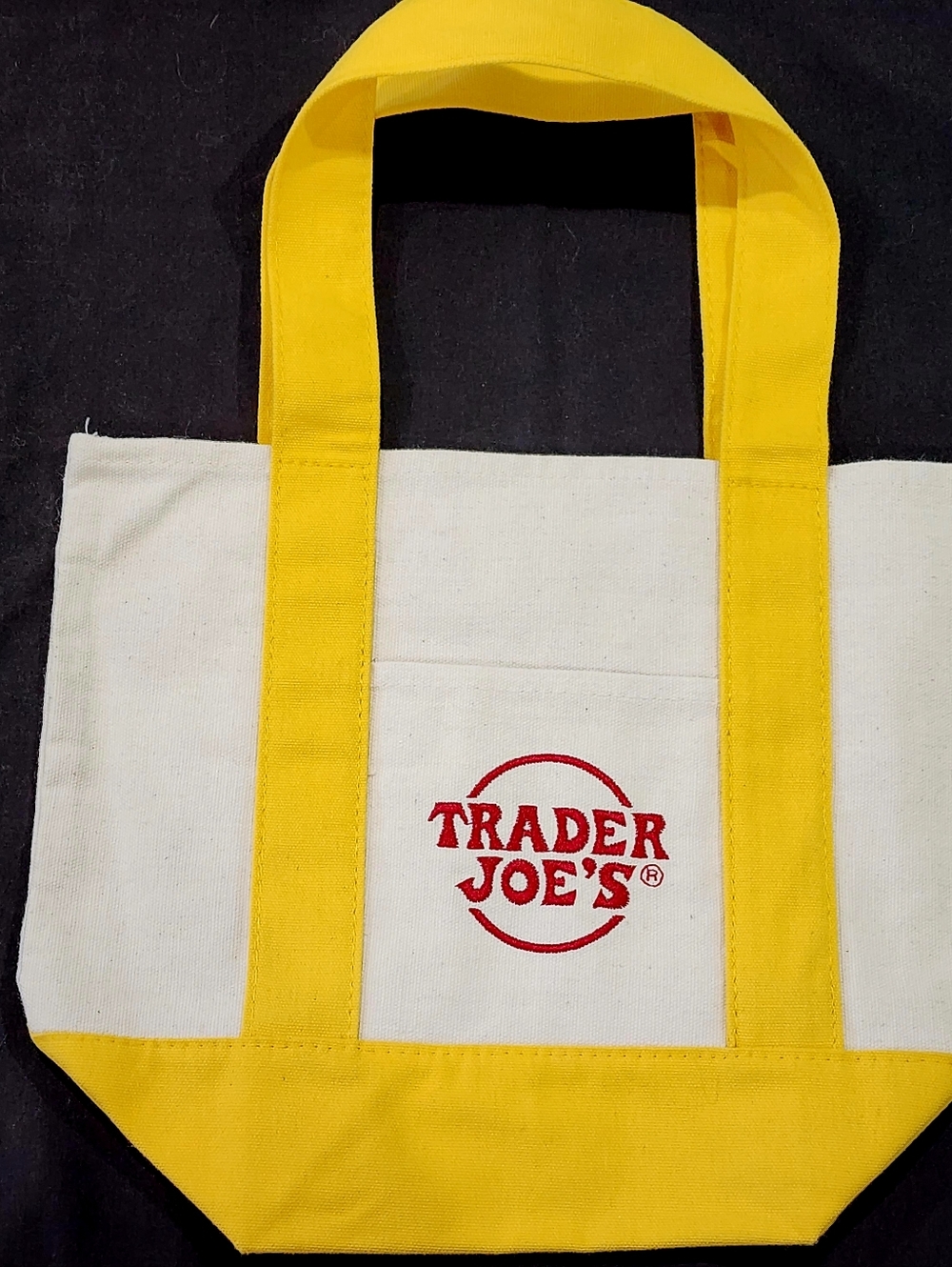 Trader Joe's Yellow & White Canvas Tote Bag - NWoT - Picture 2 of 2